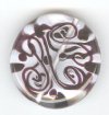 1 30x8mm Crystal with Black Squiggle Lampwork Disk